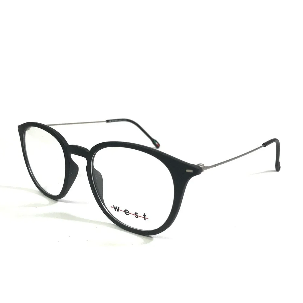 West Italy 99929 C.1 Eyeglasses Frames Black Silver Round Full Rim 49-18-145